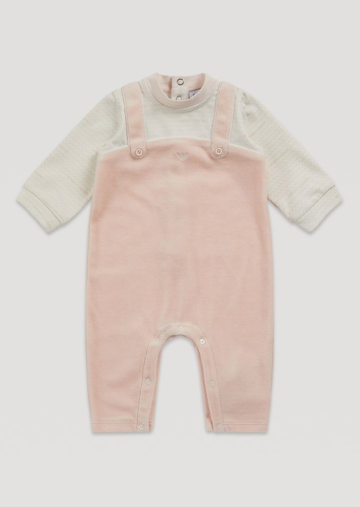 Pelele de algodón con efecto dos piezas con camiseta y peto Pelele de algodón con efecto dos piezas con camiseta y peto
