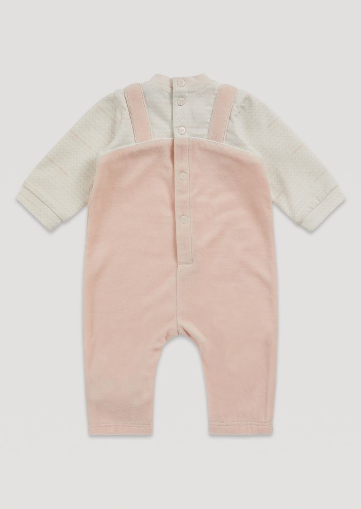 Pelele de algodón con efecto dos piezas con camiseta y peto Pelele de algodón con efecto dos piezas con camiseta y peto