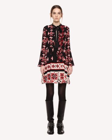 REDValentino Silk dress with Snow Flower Ramage print
