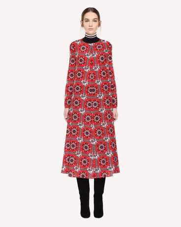 REDValentino Платье из крепдешина с принтом "Цветочная плитка"