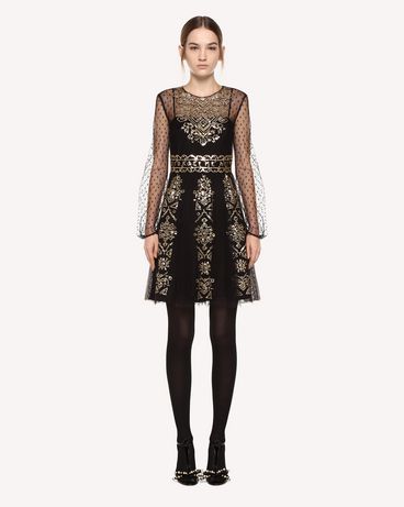 REDValentino Tulle dress with cross-stitch sequin detailing