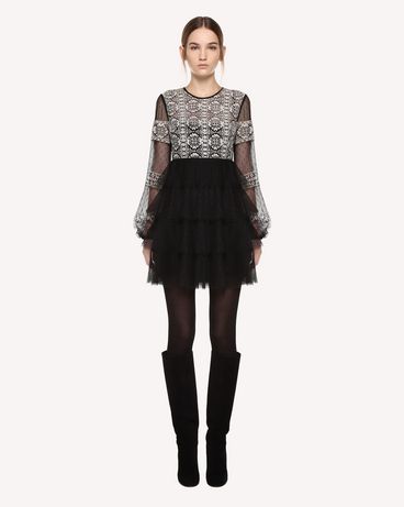 REDValentino Tulle dress with cross-stitch detailing