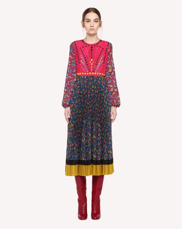 REDValentino Rose Ramage print crêpe de Chine dress with ball detail