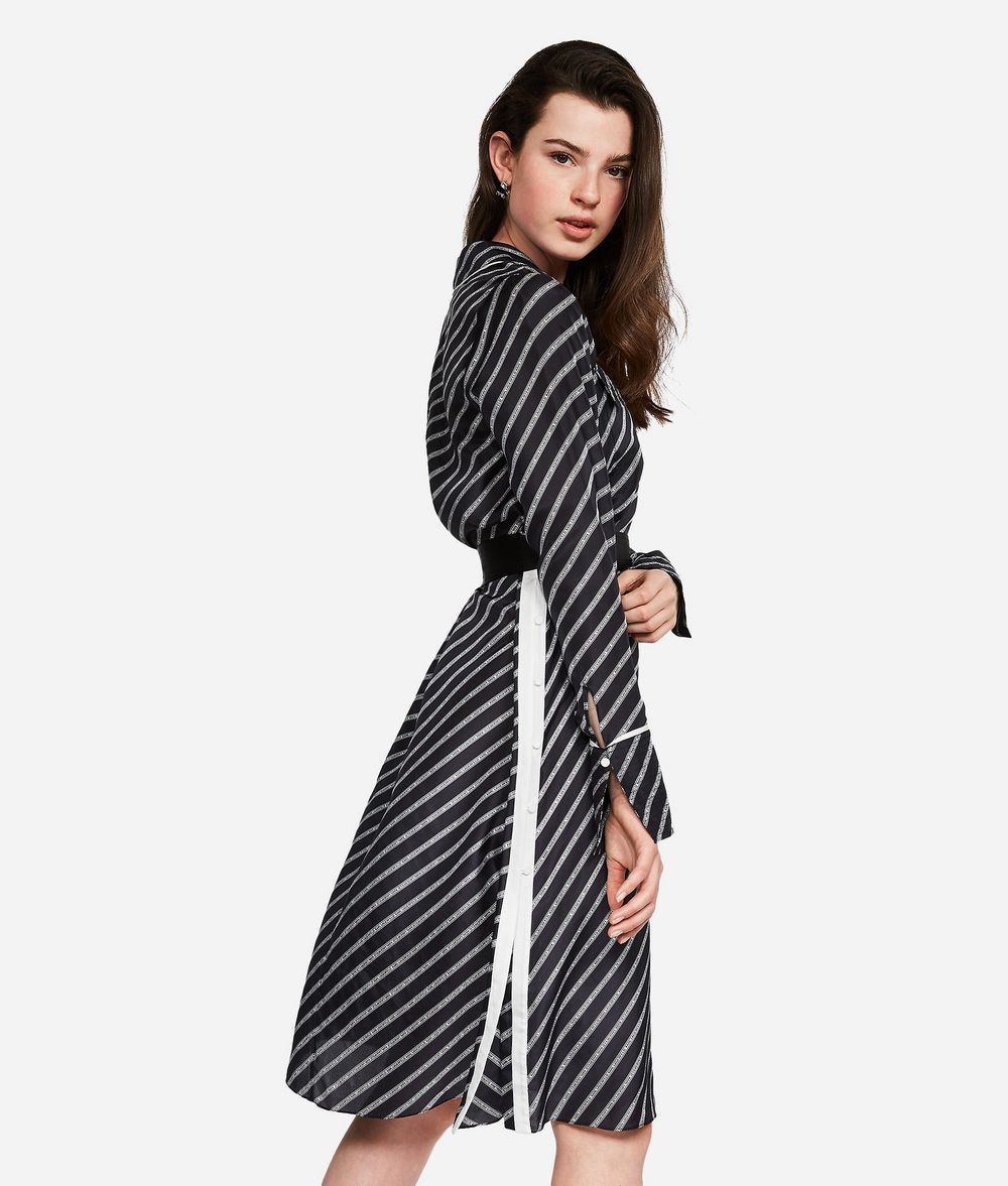 KARL LAGERFELD Hemdblusenkleid aus Seide mit Print Kleid Damen d