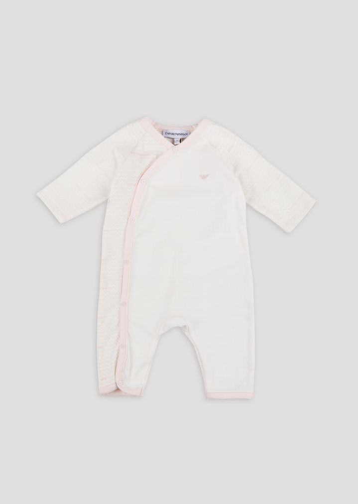 Pelele de suave algodón con estampado en zigzag y logotipo Pelele de suave algodón con estampado en zigzag y logotipo