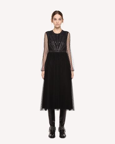 REDValentino Point d'esprit tulle dress with sparkling ball details