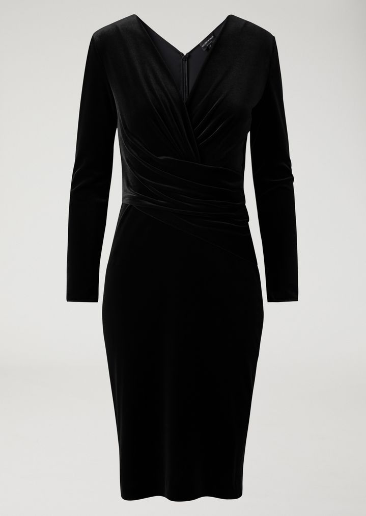 Vestido de chenilla cepillada con drapeado en la parte delantera Vestido de chenilla cepillada con drapeado en la parte delantera