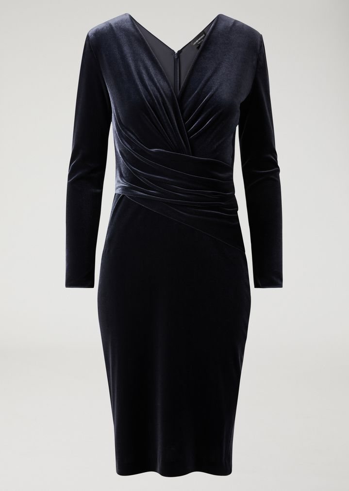 Vestido de chenilla cepillada con drapeado en la parte delantera Vestido de chenilla cepillada con drapeado en la parte delantera