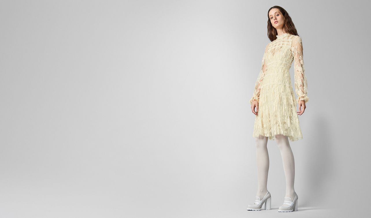 dress in silk lace landing