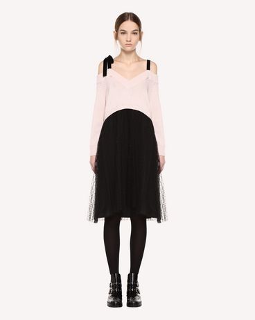 REDValentino Wool and point d'esprit tulle dress
