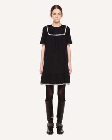 REDValentino Satin-backed crêpe dress with Ornamental Frame embroidery