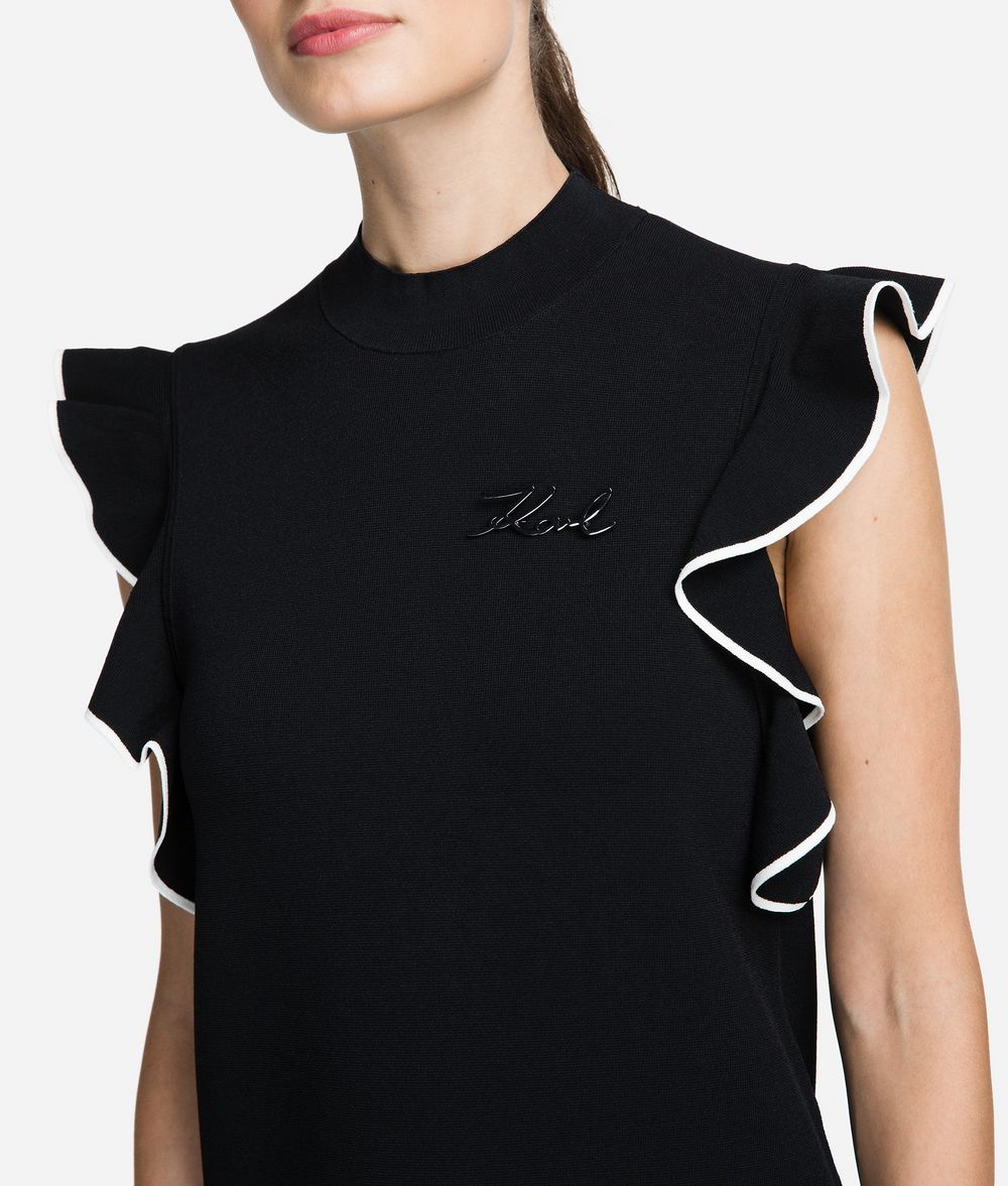 KARL LAGERFELD Ruffle Sleeve Sweater Dress Woman d