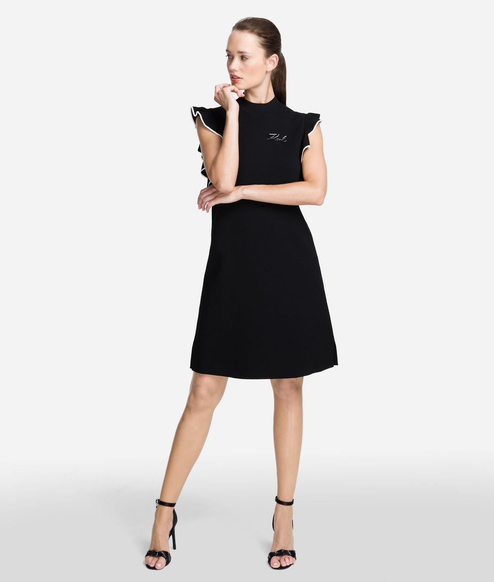 KARL LAGERFELD Ruffle Sleeve Sweater Dress Woman f