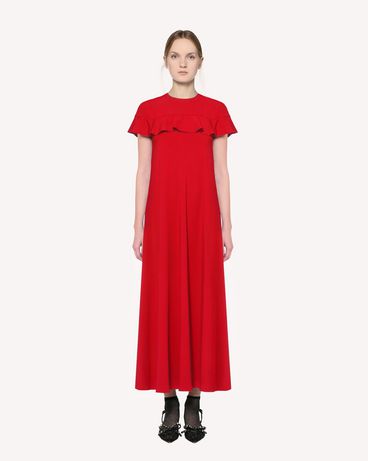 REDValentino Satin-backed crepe dress with ruffle detail