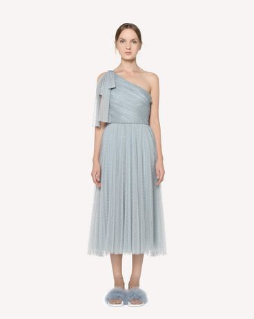 REDValentino 蝴蝶结细节薄纱单肩连衣裙