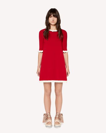 REDValentino Ruffles detail stretch viscose knit dress