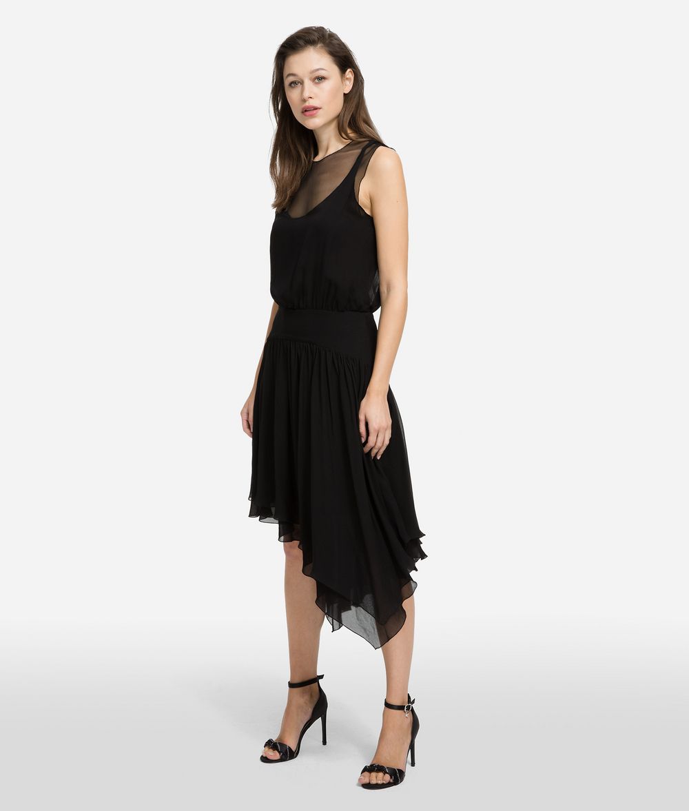 KARL LAGERFELD Silk Dress with Mesh Dress Woman f