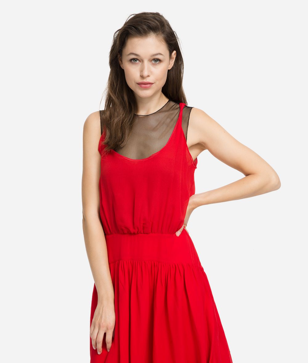 KARL LAGERFELD Silk Dress with Mesh Dress Woman f