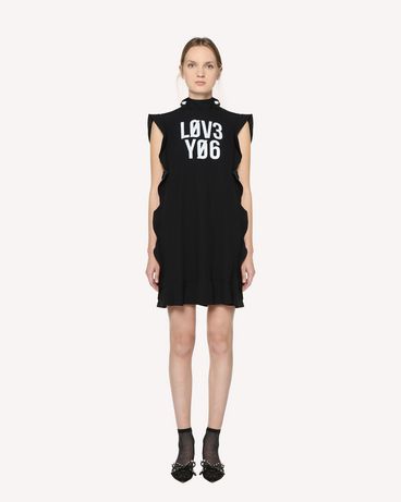 REDValentino "Satin-back crepe dress with
“Love You"" print "
