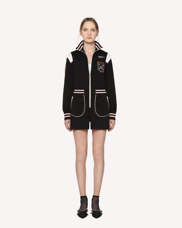 REDValentino Jersey jumpsuit with embroidered space patches