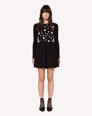 REDValentino Stretch viscose knit dress with Stars and Shadows jacquard