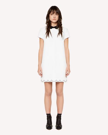 REDValentino Fused Tech dress with scalloped dotted line embroidery