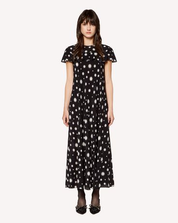 REDValentino Silk dress with Stars and Shadows print and ruffle detail