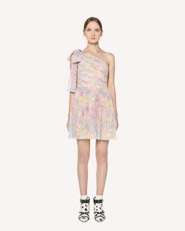 REDValentino One-shoulder chiffon dress with Cascading Stars print and bow detail
