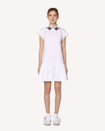 REDValentino Cotton poplin dress with swallow bird patches