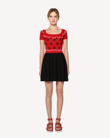 REDValentino Платье из вискозы стрейч с жаккардовым мотивом "Терраса с декором"