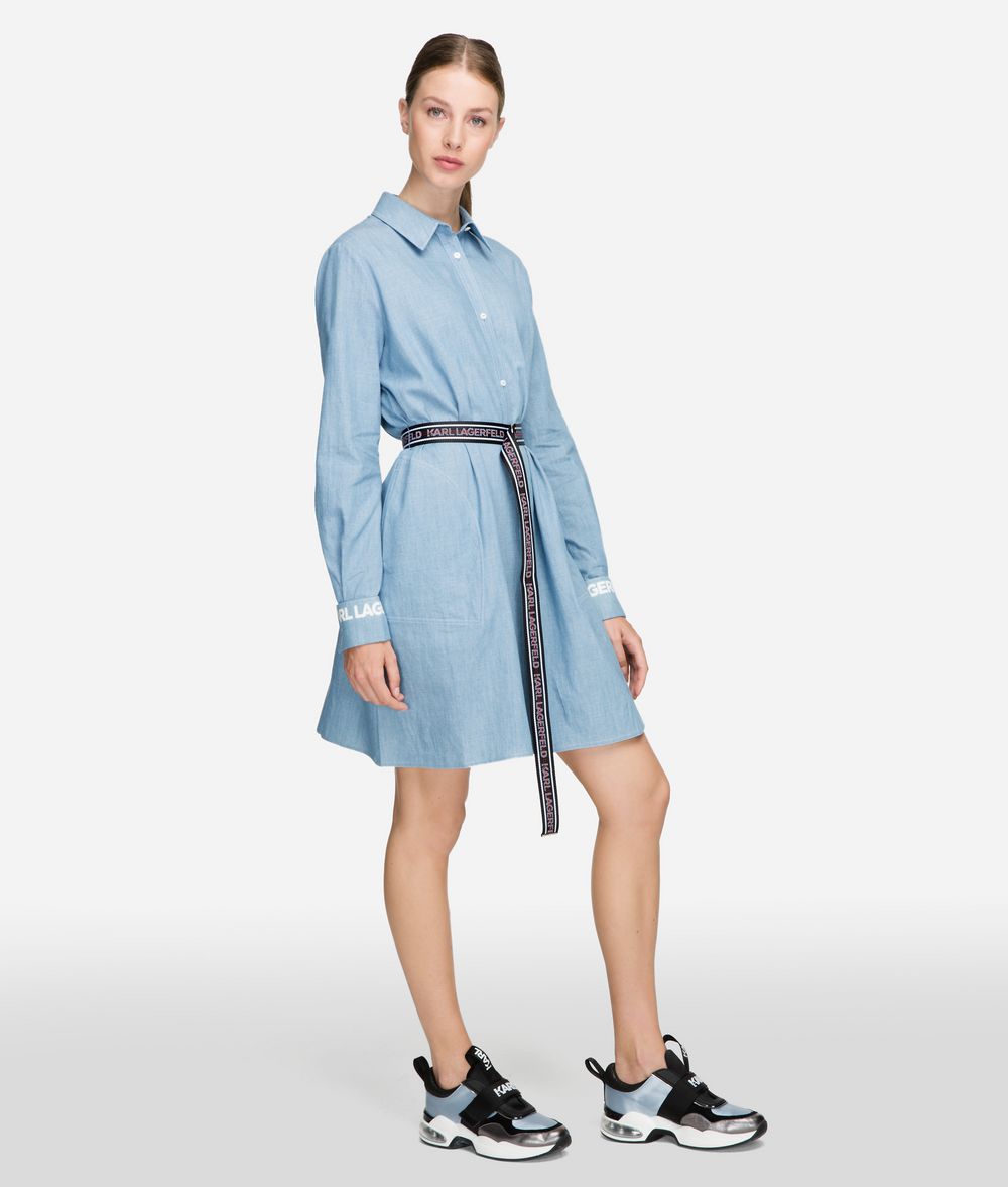 KARL LAGERFELD Shirt Dress With Logo Belt Dress Woman f