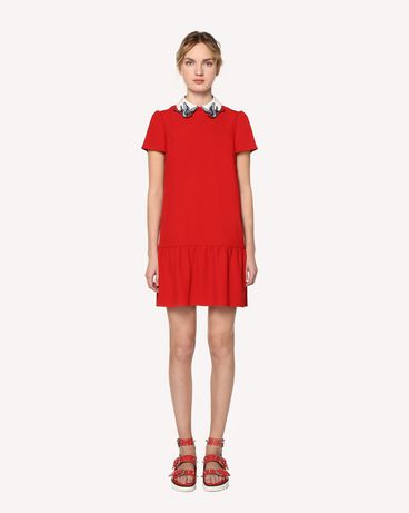 REDValentino Crepe envers satin dress with swallow bird patches
