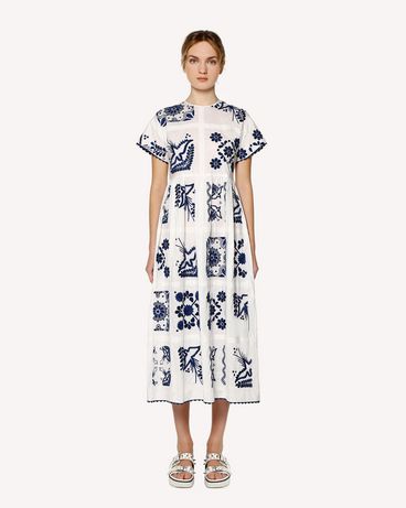 REDValentino Decorated Terrace embroidered cotton poplin dress