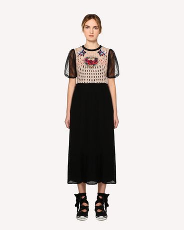 REDValentino Tattoo-embroidered cotton knit dress
