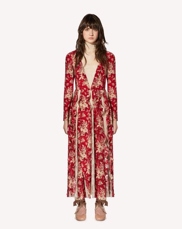 REDValentino Floral Tapestry printed silk and lace dress