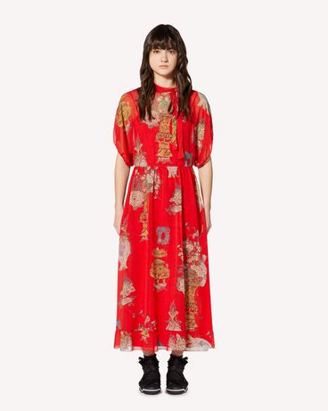 REDValentino Chinese Lacquer printed silk dress