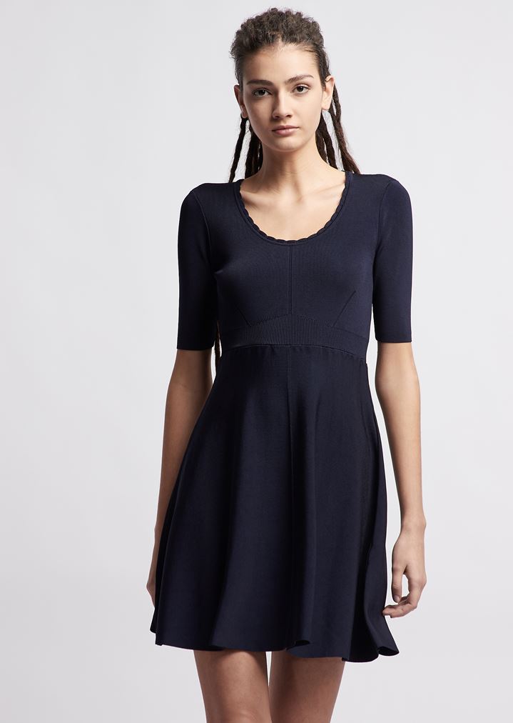 Viscose knit dress with decorative 