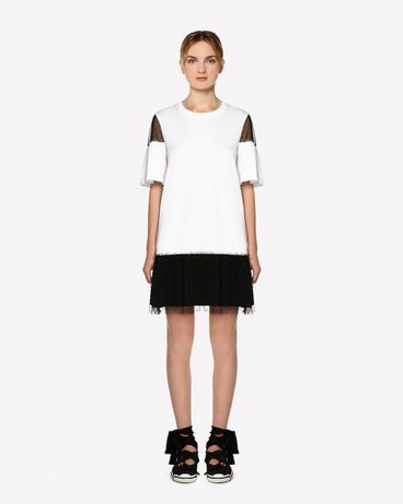 REDValentino Jersey dress with point d'esprit tulle