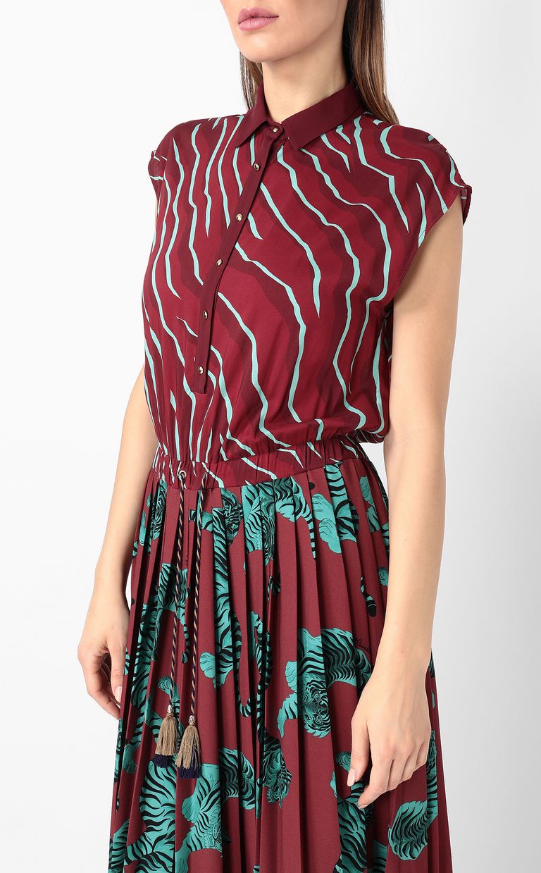 JUST CAVALLI Long pleated “Chasing-Tiger” dress Long dress Woman e