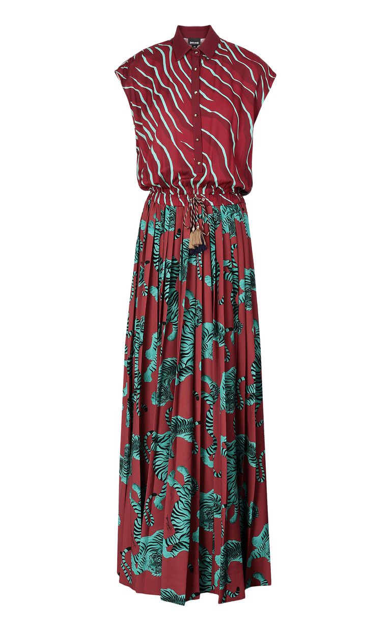 JUST CAVALLI Long pleated “Chasing-Tiger” dress Long dress Woman f