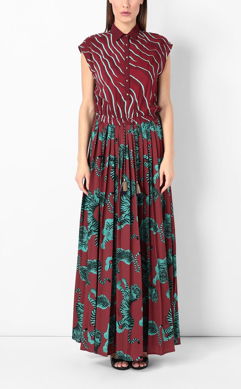 JUST CAVALLI Long pleated “Chasing-Tiger” dress Long dress Woman r