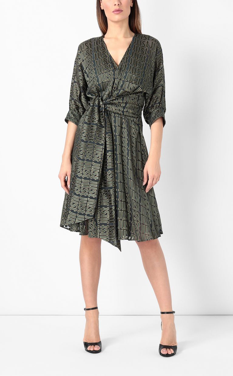 JUST CAVALLI Devoré dress with logo Dress Woman r