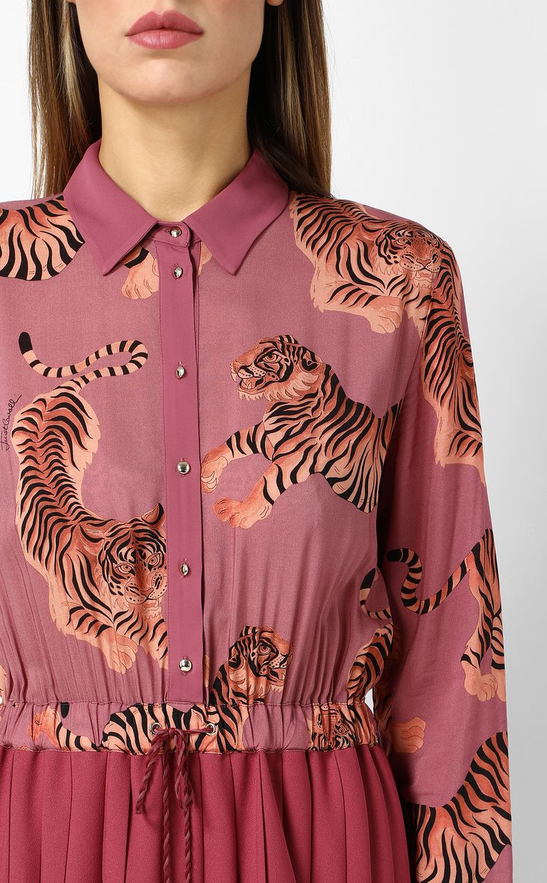 JUST CAVALLI Vestido plisado "Chasing Tiger" Vestido Mujer e