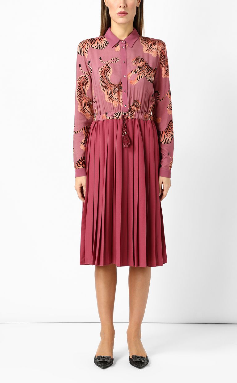 JUST CAVALLI Vestido plisado "Chasing Tiger" Vestido Mujer r