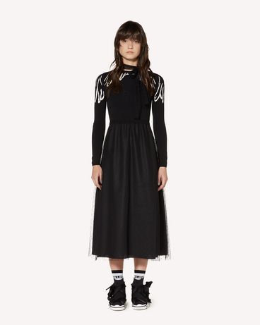 REDValentino Wings jacquard stretch viscose and tulle knit dress