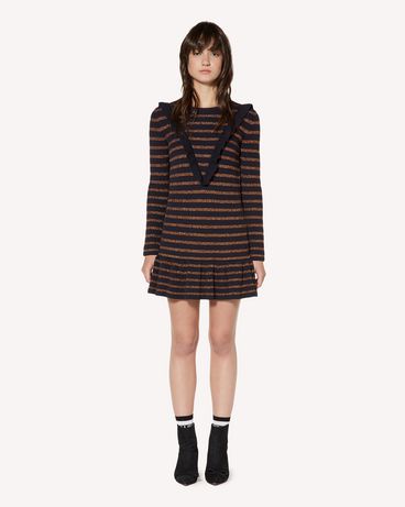 REDValentino Ruffle detail cotton lurex knit dress