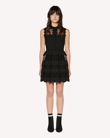 REDValentino Scallop detail cady tech and point d'Esprit tulle dress