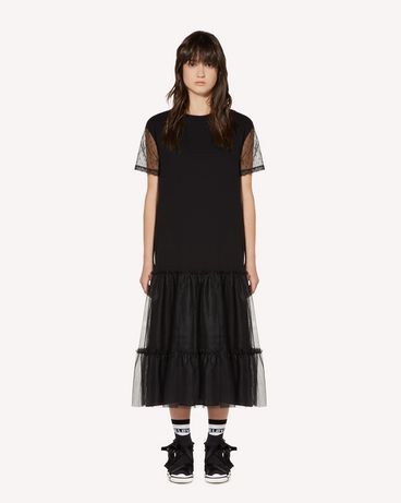 REDValentino T-shirt dress with tulle point d’esprit