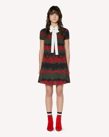 REDValentino Dreaming Peony printed marocaine dress with collar detail