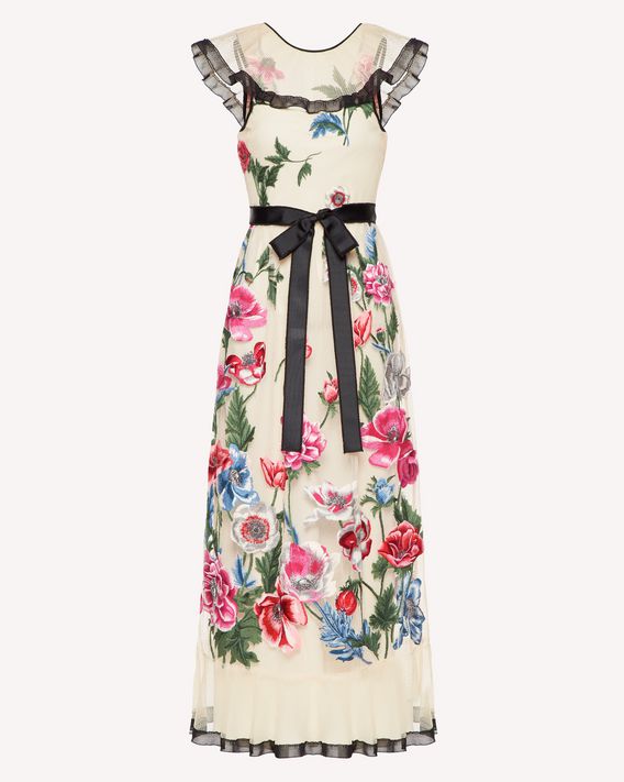 embroidered floral tulle dress